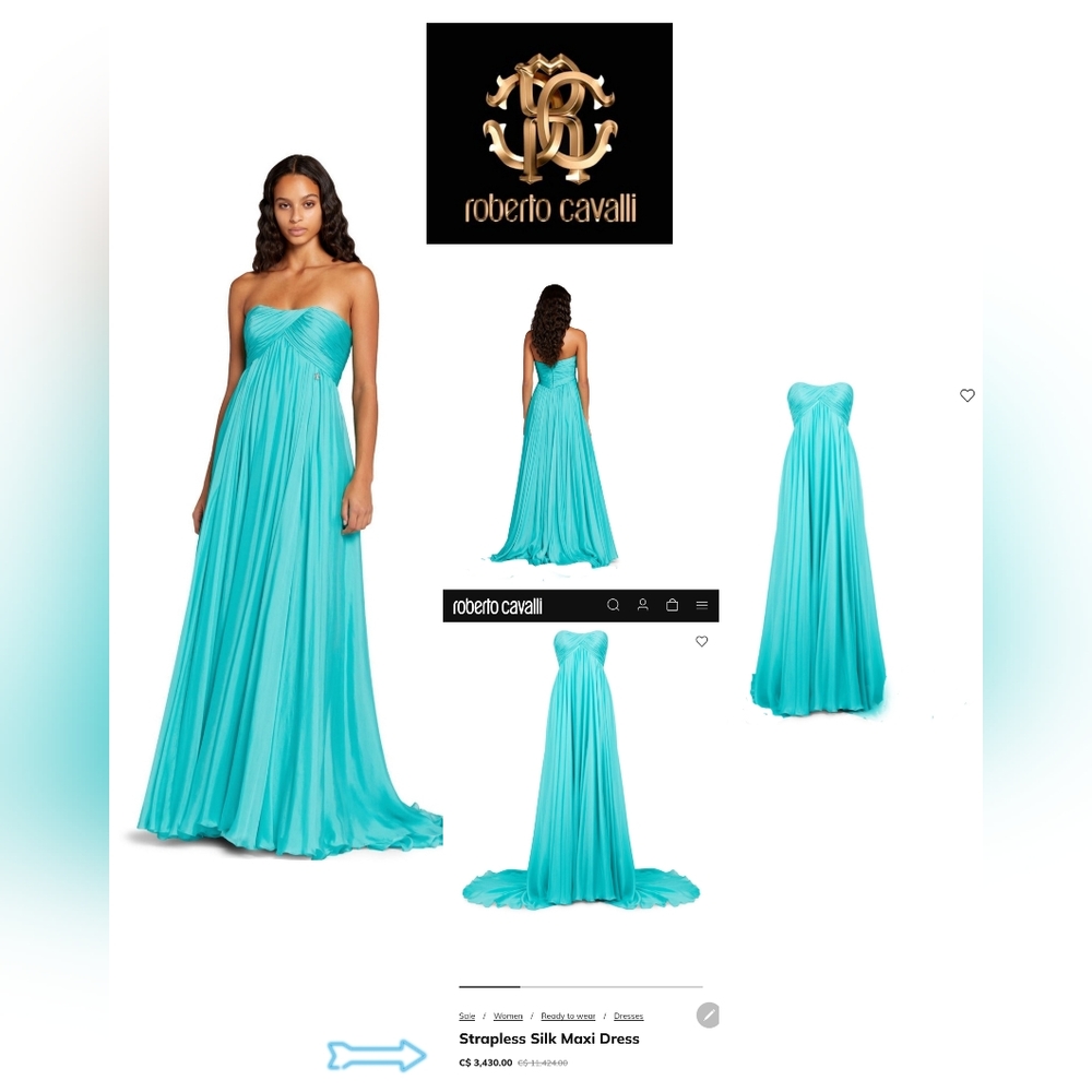 Absolutely STUNNING ๐ NWT Authentic Roberto Cavalli Strapless Dress (Col 437) - Picture 7 of 12